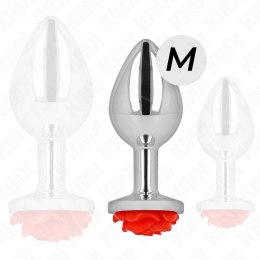 KINK Zatyczka Metalowa z Dekorem Czerwona Roża Rozmiar M 7 cm