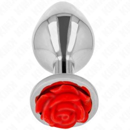 KINK Zatyczka Metalowa z Ozdobą Czerwona Roża Rozmiar S 7 cm