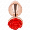 KINK Zatyczka analna metalowa Rose Gold L z ozdobą Czerwona Roża