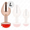 KINK Zatyczka analna metalowa Rose Gold L z ozdobą Czerwona Roża