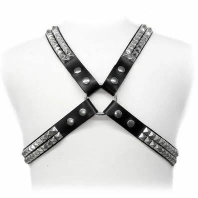 Leather Body - uprząż skorzana z ćwiekami, regulowana S-XL