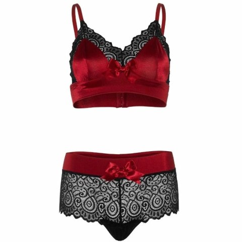 Leg Avenue komplet bielizny 2-częściowy czarno-czerwony S/M koronka