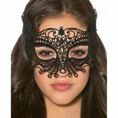 Queen Lingerie maska koronkowa jednorozmiarowa czarna elegancka
