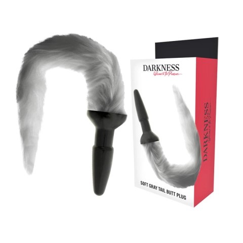 Darkness silikonowy korek z szarym futrzanym ogonem 12 cm