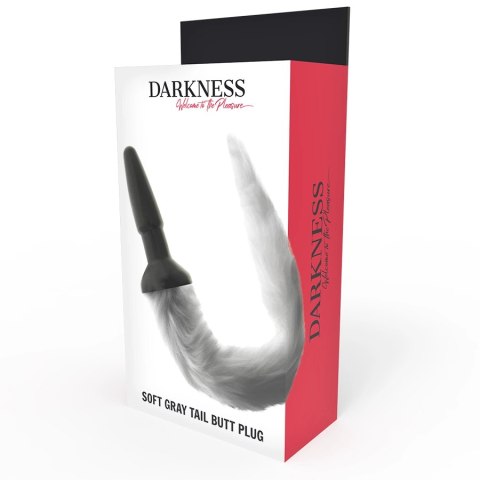 Darkness silikonowy korek z szarym futrzanym ogonem 12 cm