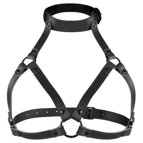 Fetish Submissive Uprząż Regulowana Piersiowa ze Skory Wegańskiej i Neoprenu