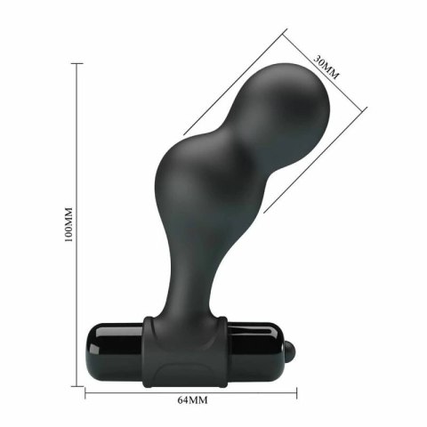 MR PLAY Czarny silikonowy wibrator analny 10 trybow, kompaktowy