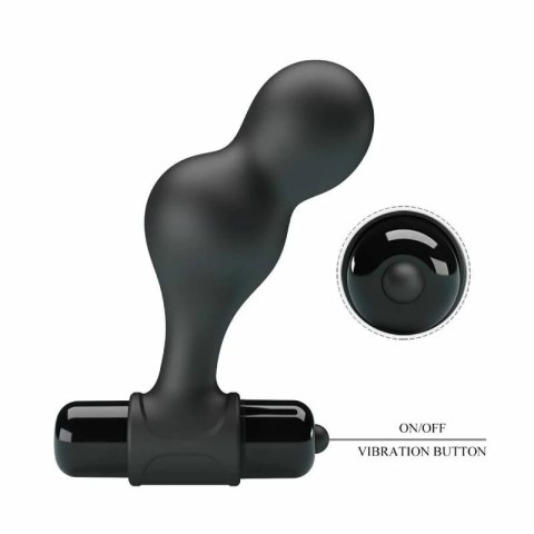 MR PLAY Czarny silikonowy wibrator analny 10 trybow, kompaktowy