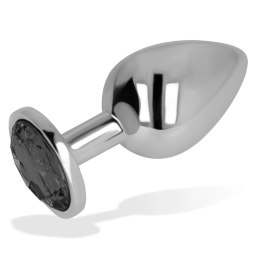 OHMAMA Korek intymny aluminium czarny kryształ 8 cm
