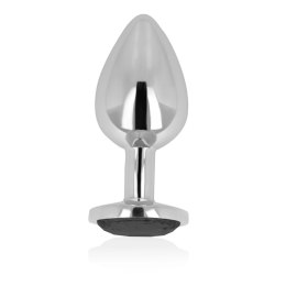 OHMAMA Korek intymny aluminium czarny kryształ 8 cm