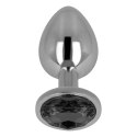 OHMAMA Korek intymny aluminium czarny kryształ 8 cm