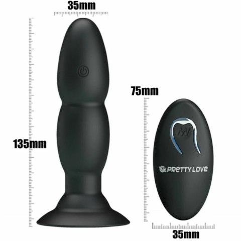 Pretty Love Black Plug - Model z Rotacją, Wibracjami i Pilotem USB