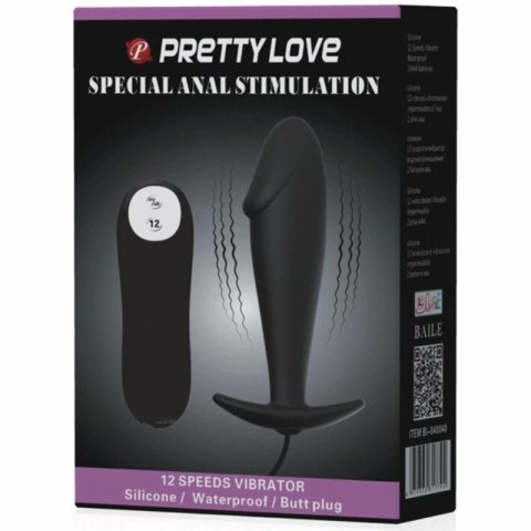 Pretty Love Formula Czarny korek silikonowy z 12 trybami wibracji