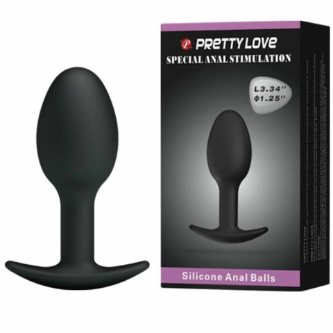 Pretty Love korek anatomiczny silikonowy z kulką 6,5 cm czarny
