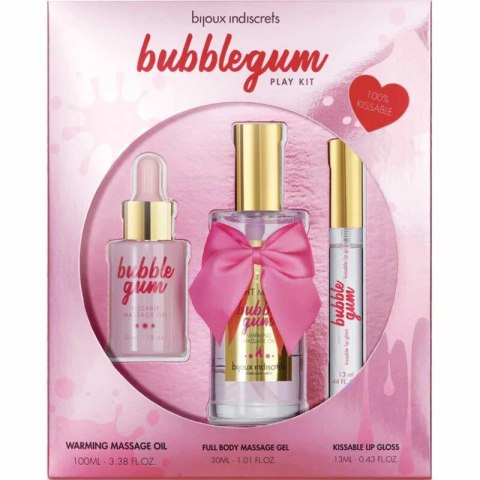 Bijoux Indiscrets Bubblegum Zestaw pielęgnacyjny z żelem, olejkiem i błyszczykiem