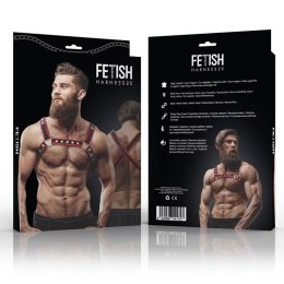Fetish Submissive Attitude Bulldog - Uprząż męska eko-skora czarno-czerwona