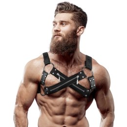 Fetish Submissive Attitude Bulldog - uprząż neoprenowa z zamkami, regulowana, czarna