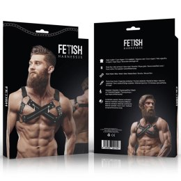 Fetish Submissive Attitude Bulldog - uprząż neoprenowa z zamkami, regulowana, czarna
