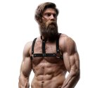Fetish Submissive Attitude - Uprząż na klatkę piersiową z eko-skory, regulowana, z naszyjnikiem