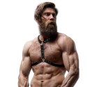Fetish Submissive Attitude - Uprząż piersiowa męska z eko-skory, podwojne wsparcie
