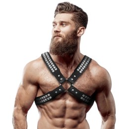 Fetish Submissive Attitude uprząż męska z eko-skory z nitami, regulowana