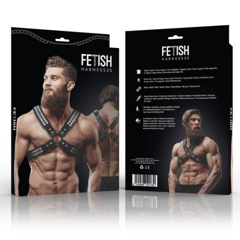 Fetish Submissive Attitude uprząż męska z eko-skory z nitami, regulowana