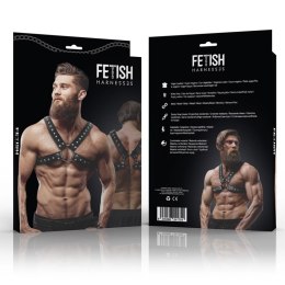 Fetish Submissive Uprząż męska na klatkę piersiową z ekoskory, regulowana