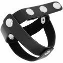 OHMAMA Fetish - anatomiczna skorzana klatka z metalowymi detalami 6,5 cm