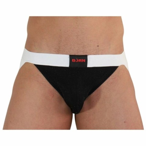 BURN Jock 004 M - Błyszczący czarno-biały pas biodrowy, rozmiar M