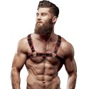 Fetish Submissive Attitude Uprząż męska na klatkę piersiową czarno-czerwona, eco-skora