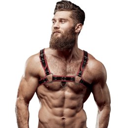 Fetish Submissive Attitude Uprząż męska na klatkę piersiową czarno-czerwona, eco-skora