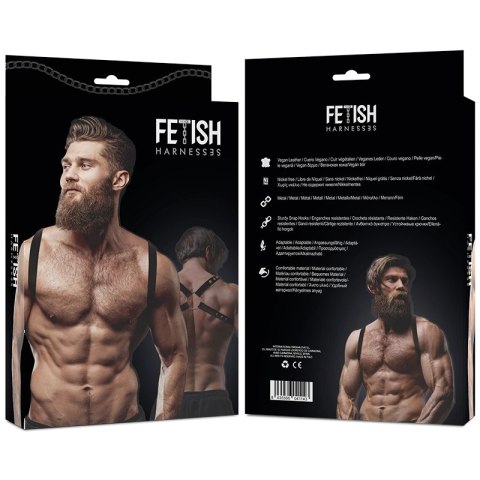 Fetish Submissive Attitude uprząż męska z eko-skory, regulowana, czarna