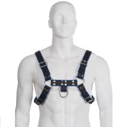 LEATHER BODY Uprząż skorzana męska Bulldog niebiesko-czarna S-XL