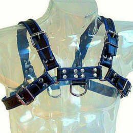 LEATHER BODY Uprząż skorzana męska Bulldog niebiesko-czarna S-XL