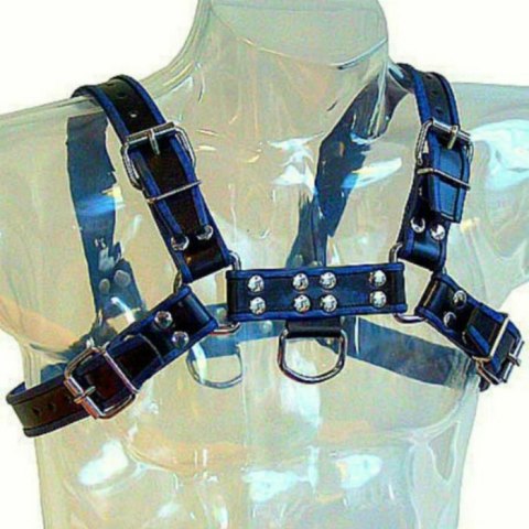 LEATHER BODY Uprząż skorzana męska Bulldog niebiesko-czarna S-XL