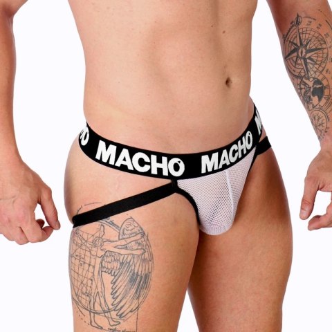 MACHO JOCK MX26X1 Grid Siatkowy Jockstrap Biały M Elastyczna Tkanina