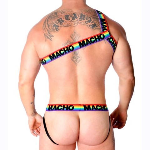 MACHO Szelki Rzymskie Pride S/M - Elastyczny Design, Wielokolorowe