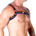 MACHO Szelki Rzymskie Pride S/M - Elastyczny Design, Wielokolorowe