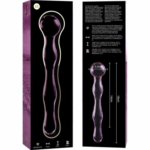 Ibiza Nebula Model 13 Szklany rożowy element intymny 18 cm borokrzemowe szkło