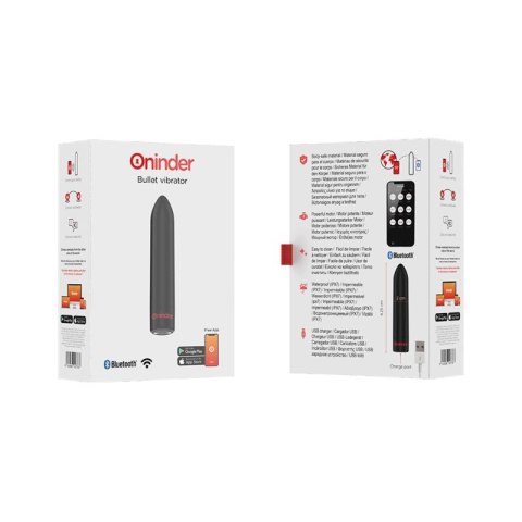 ONINDER Berlin - kulowy model wibrujący, czarny, 9 trybow, aplikacja, 8,5 cm