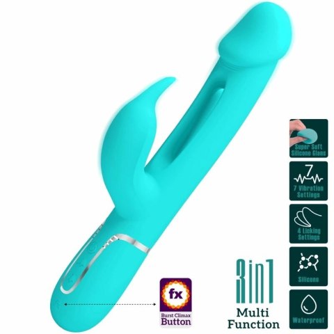 Pretty Love Dejon Rabbit Aqua Green - Wibrujący masażer 3w1, 7 trybow