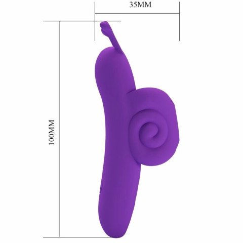 Pretty Love Snail - silikonowy stymulator palcowy, fioletowy, 10 trybow