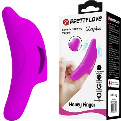 Pretty Love Delphini fioletowy stymulator palcowy silikonowy USB 10 trybow