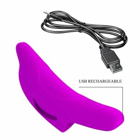 Pretty Love Delphini fioletowy stymulator palcowy silikonowy USB 10 trybow