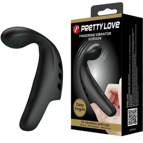 Pretty Love Gorgon Czarny - Wibrujący Pierścień na Palec, 10 Trybow, USB