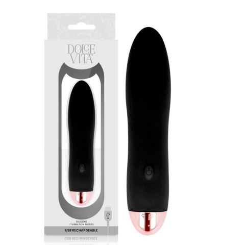 Dolce Vita Czarny Model Cztery - Wibrator USB, 7 Trybow, Silikon 13 cm