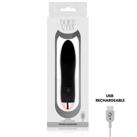 Dolce Vita Czarny Model Cztery - Wibrator USB, 7 Trybow, Silikon 13 cm