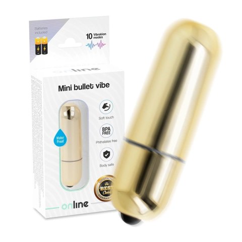 ONLINE Mini Bullet Vibe Złoty - kompaktowy model 10 trybow wibracji