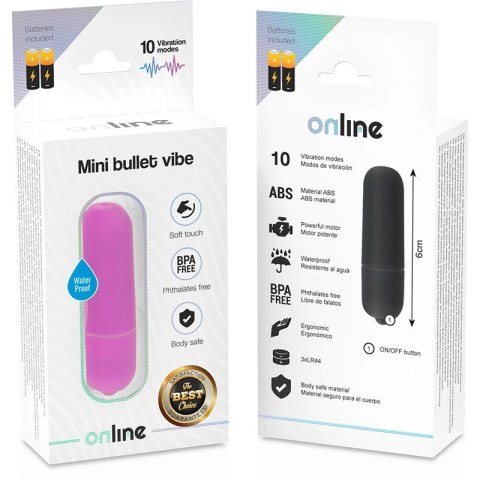 ONLINE Mini Bullet Vibe fioletowy - kompaktowy model, 10 trybow
