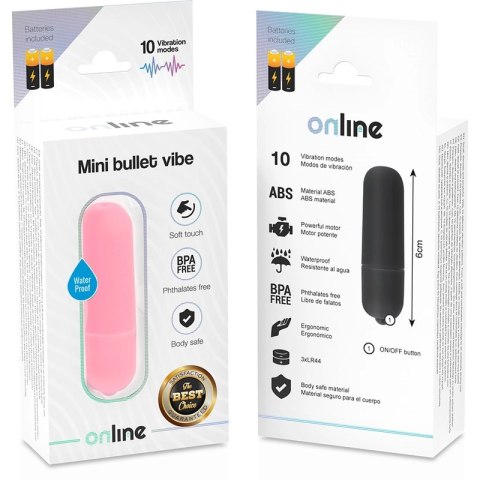 ONLINE Mini Bullet Vibe rożowy - kompaktowy model 10 trybow wodoodporny